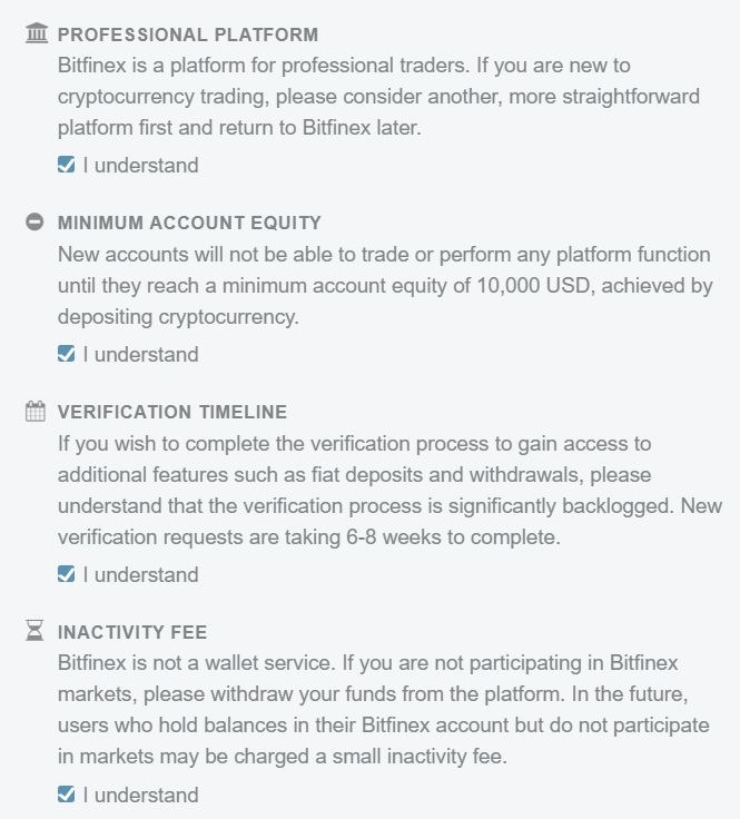 Opening an Account at Bitfinex