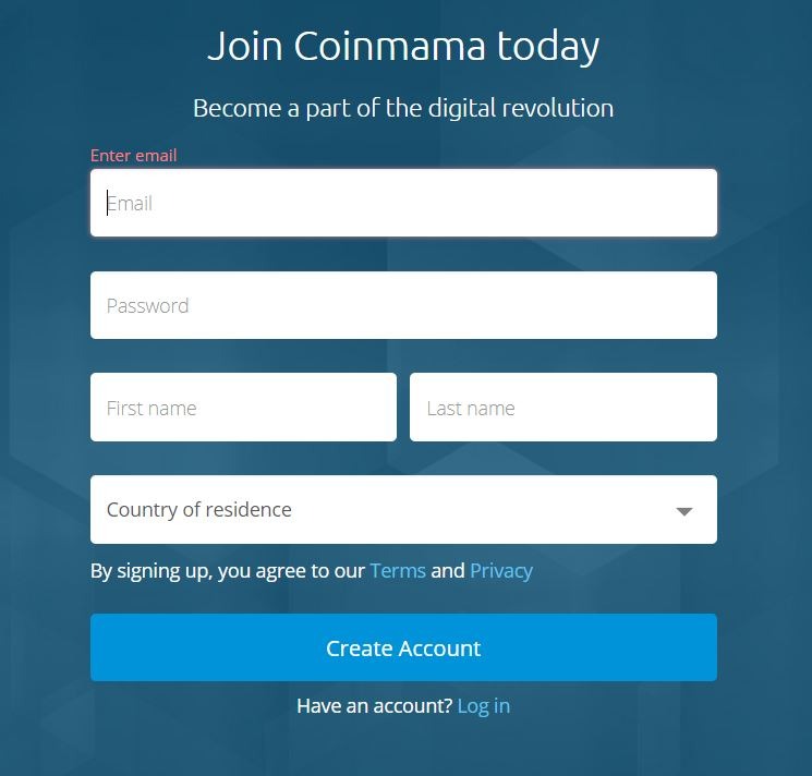 Opening an Account at Coinmama