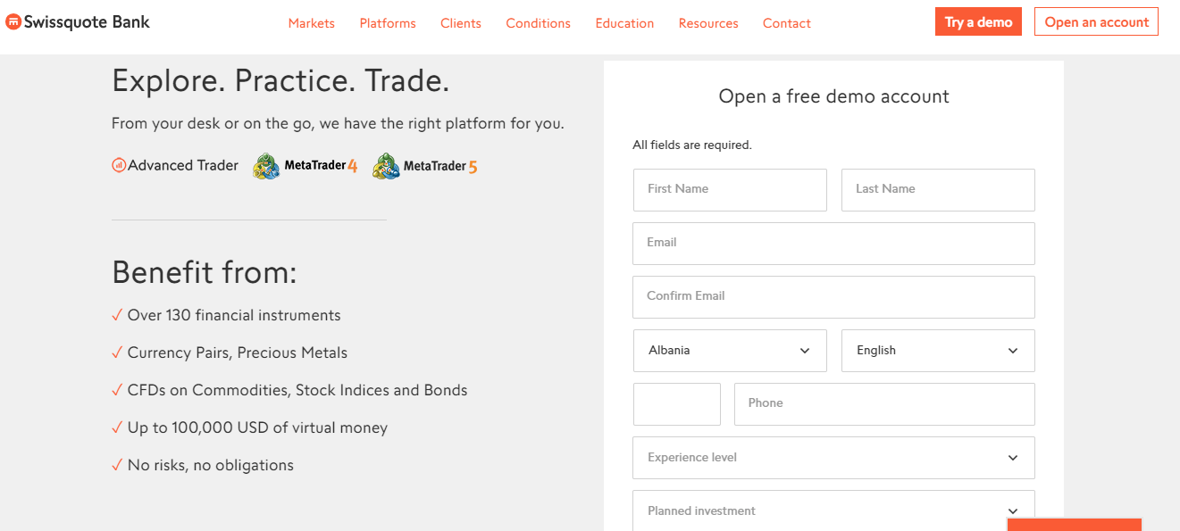 swissquote trading experience