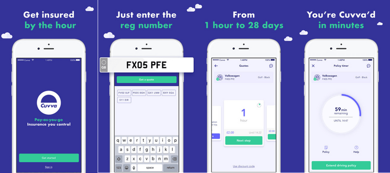 Cuvva offers a temporary car insurance though its mobile app