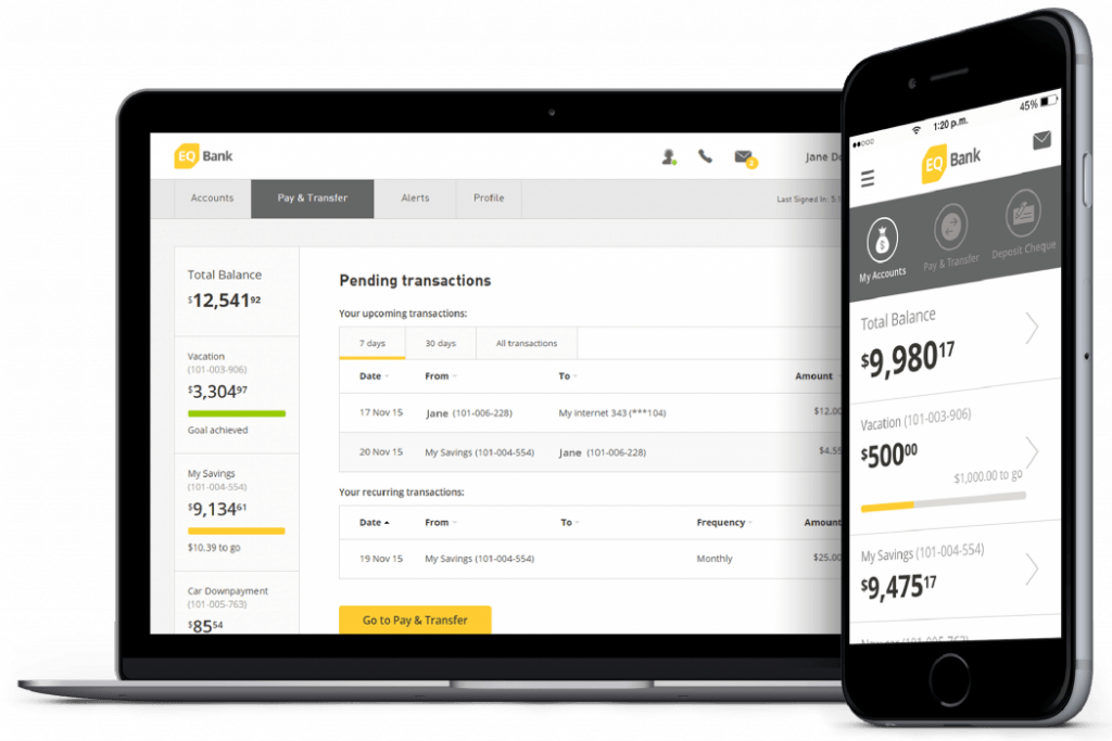 EQ Bank offers customers savings accounts with low fees and interesting features