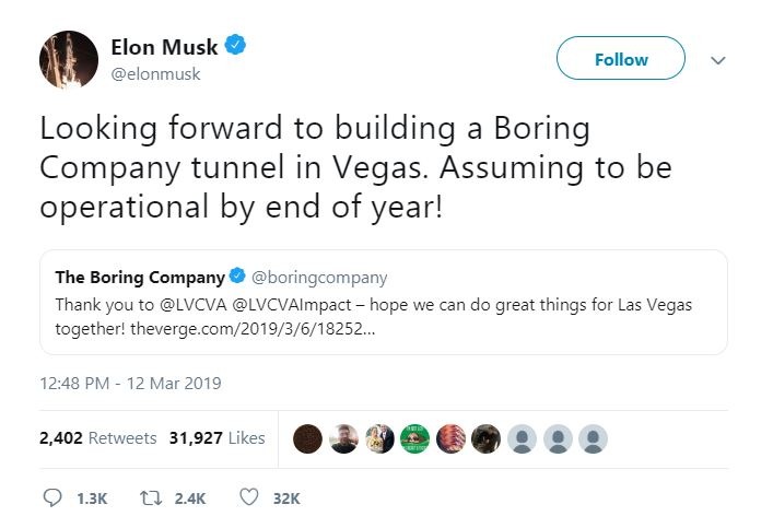 Las Vegas allows Boring company to dig tunnels
