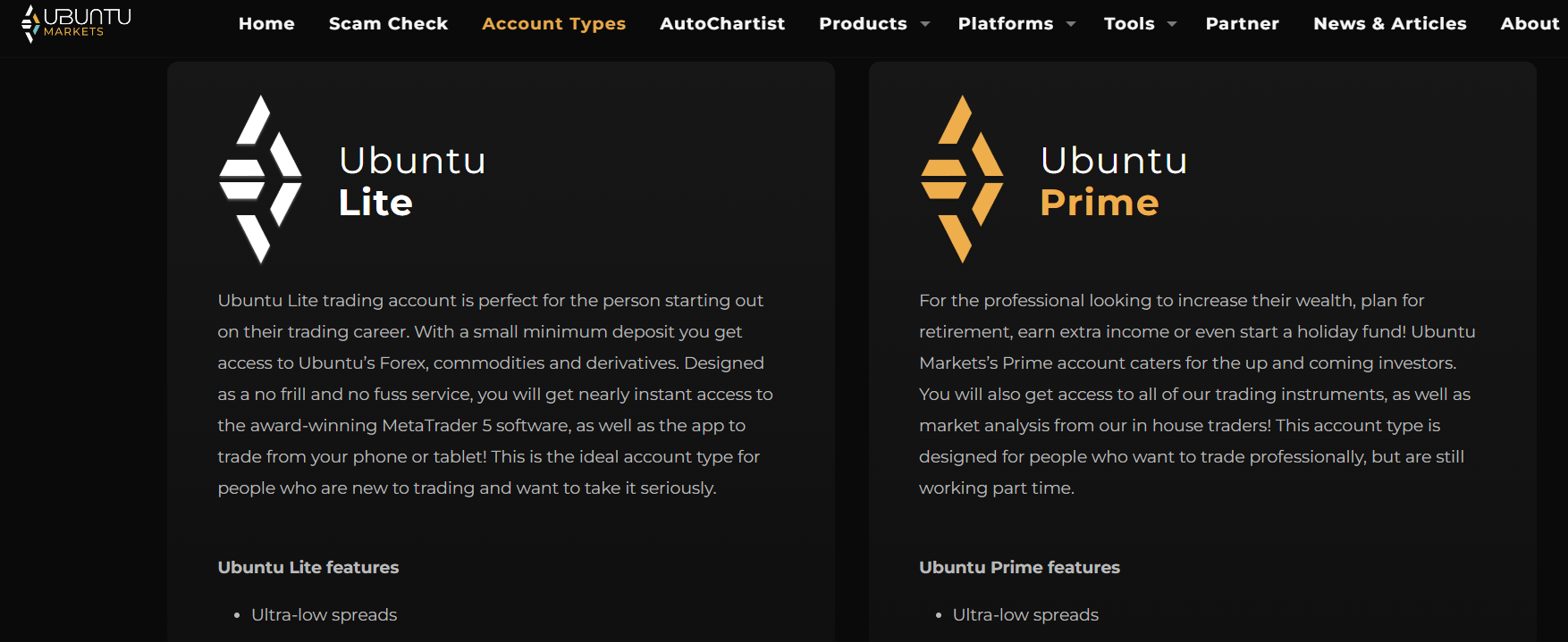 ubuntu markets accounts